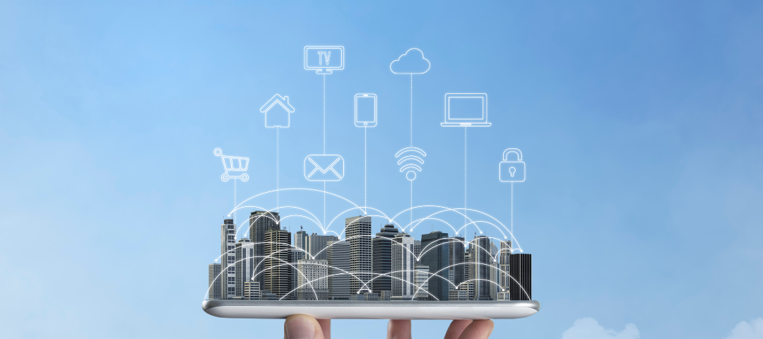 Visual representation of a Smart City with integrated technology and sustainable infrastructure, Efficient transportation system in a Smart City powered by advanced technology,